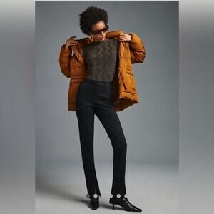 MAEVE by ANTHROPOLOGIE   NWT  Black Ankle Zip Pants Size 0 High Rise Slim Leg